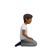 Person Kneeling Facing Right: Medium-Dark Skin Tone — Apple