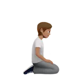 Person Kneeling Facing Right: Medium Skin Tone — Apple