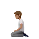 무릎 꿇은 사람: 중간 피부 톤 — Apple