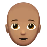 Person: Medium Skin Tone, Bald — Apple