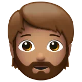Person: Medium Skin Tone, Beard — Apple