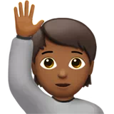 Person Raising Hand: Medium-Dark Skin Tone — Apple