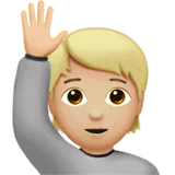 Person Raising Hand: Medium-Light Skin Tone — Apple