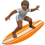 Person Surfing: Medium-Dark Skin Tone — Apple