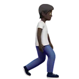 Person Walking Facing Right: Dark Skin Tone — Apple