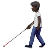 Person with White Cane: Dark Skin Tone — Apple