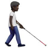 Person with White Cane Facing Right: Dark Skin Tone — Apple