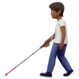 Person with White Cane: Medium-Dark Skin Tone — Apple