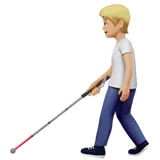 Person with White Cane: Medium-Light Skin Tone — Apple