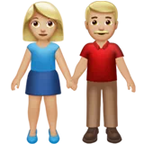Woman and Man Holding Hands: Medium-Light Skin Tone — Apple