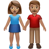 Woman and Man Holding Hands: Medium Skin Tone — Apple