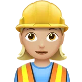 Woman Construction Worker: Medium-Light Skin Tone — Apple