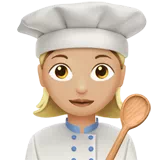 Woman Cook: Medium-Light Skin Tone — Apple