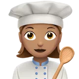 Woman Cook: Medium Skin Tone — Apple