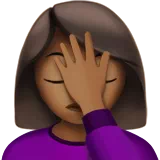 Woman Facepalming: Medium-Dark Skin Tone — Apple