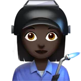 Woman Factory Worker: Dark Skin Tone — Apple