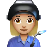 Woman Factory Worker: Medium-Light Skin Tone — Apple