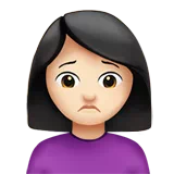 Woman Frowning: Light Skin Tone — Apple