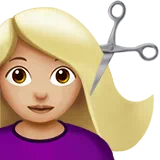 Woman Getting Haircut: Medium-Light Skin Tone — Apple
