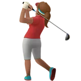 Woman Golfing: Medium Skin Tone — Apple
