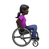 Woman in Manual Wheelchair Facing Right: Dark Skin Tone — Apple