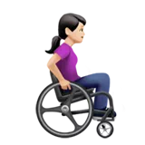 Woman in Manual Wheelchair Facing Right: Light Skin Tone — Apple