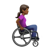 Woman in Manual Wheelchair Facing Right: Medium-Dark Skin Tone — Apple