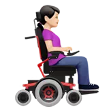 Woman in Motorized Wheelchair Facing Right: Light Skin Tone — Apple