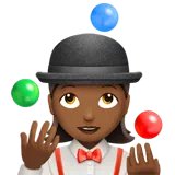 Woman Juggling: Medium-Dark Skin Tone — Apple