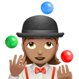 Woman Juggling: Medium Skin Tone — Apple