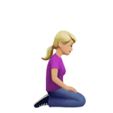 Woman Kneeling Facing Right: Medium-Light Skin Tone — Apple