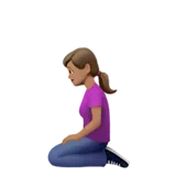 Woman Kneeling: Medium Skin Tone — Apple