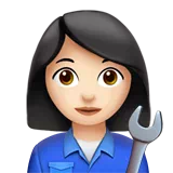 Woman Mechanic: Light Skin Tone — Apple