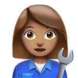 Woman Mechanic: Medium Skin Tone — Apple