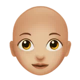 Woman: Medium-Light Skin Tone, Bald — Apple