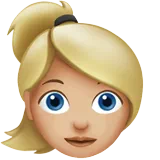 Woman: Medium-Light Skin Tone, Blond Hair — Apple