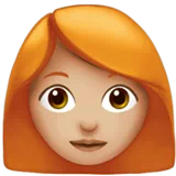 Woman: Medium-Light Skin Tone, Red Hair — Apple