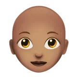 Woman: Medium Skin Tone, Bald — Apple