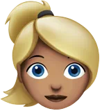 Woman: Medium Skin Tone, Blond Hair — Apple