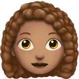 Woman: Medium Skin Tone, Curly Hair — Apple
