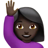 Woman Raising Hand: Dark Skin Tone — Apple