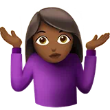 Woman Shrugging: Medium-Dark Skin Tone — Apple
