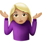 Woman Shrugging: Medium-Light Skin Tone — Apple