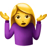 어깨를 으쓱하는 여성 — Apple