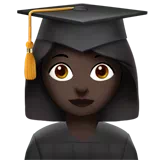 Woman Student: Dark Skin Tone — Apple