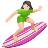 Woman Surfing: Light Skin Tone — Apple