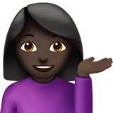 Woman Tipping Hand: Dark Skin Tone — Apple