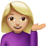 Woman Tipping Hand: Medium-Light Skin Tone — Apple