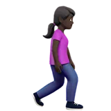 Woman Walking Facing Right: Dark Skin Tone — Apple