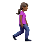 Woman Walking Facing Right: Medium-Dark Skin Tone — Apple